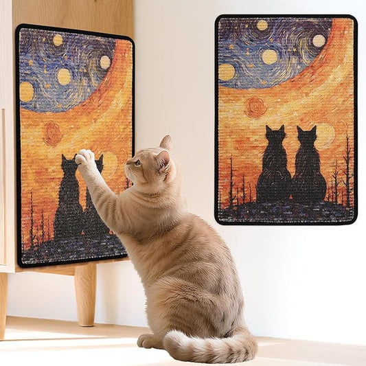 Sisal Cat Scratcher Mat, Cat Wall Scratcher for Indoor Cats, 23.6x15.7 Inch Cat Scratch Pad with Hook & Loop, Wall Mounted Cat Scratching Post to Protect Couch and Carpet（StarryNight）