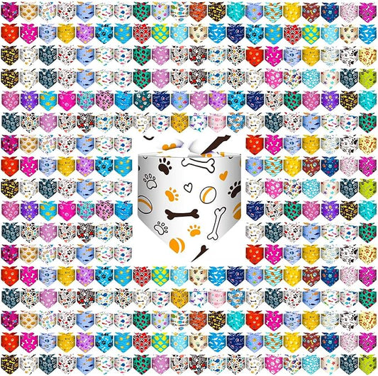 Reginary 180 Pcs Christmas Dog Bandanas Bulk Hawaiian Triangle Dog Scarfs Bib Bandanas Plaid Flamingo Pet Triangle Bibs Kerchief Adjustable Bandana for Pet Grooming Costume Accessory(Paw Print)