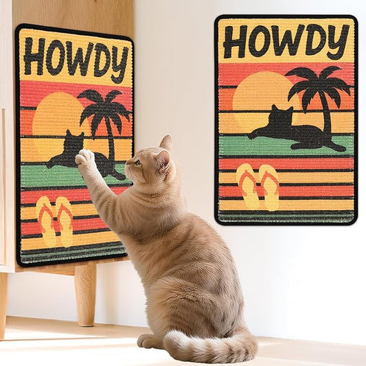 Sisal Cat Scratcher Mat, Cat Wall Scratcher for Indoor Cats, 23.6x15.7 Inch Cat Scratch Pad with Hook & Loop, Wall Mounted Cat Scratching Post to Protect Couch and Carpet（Beach）