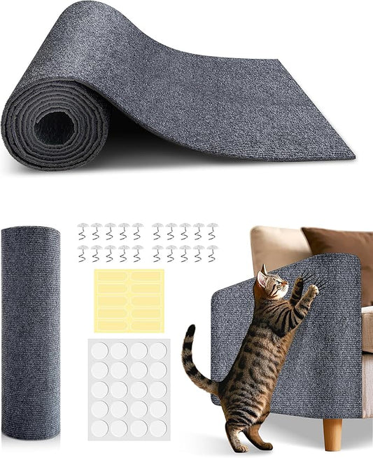 Cat Scratch Furniture Protector,Leather Sofa and Couch Protector for Cat Claws,Adhesive Carpet Roll for Cat Scratching,Sisal Fabric and Sticky Wall Mat for Couch Corner and Cats Tower.(Dark Gray)