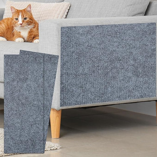 uxcell Self-Adhesive Cat Scratching Mat, 2 Rolls 39.4" x 15.8" Couch Protector from Cat Claws for DIY Sofa, Wall, Doors, Cut Anti Cat Scratch Pad Carpet Mat, Light Gray