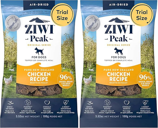 ZIWI Peak Air-Dried Dog Food ??Chicken - All Natural, High Protein, Grain Free, Limited Ingredient w/Superfoods (3.5oz) (Pack of 2)